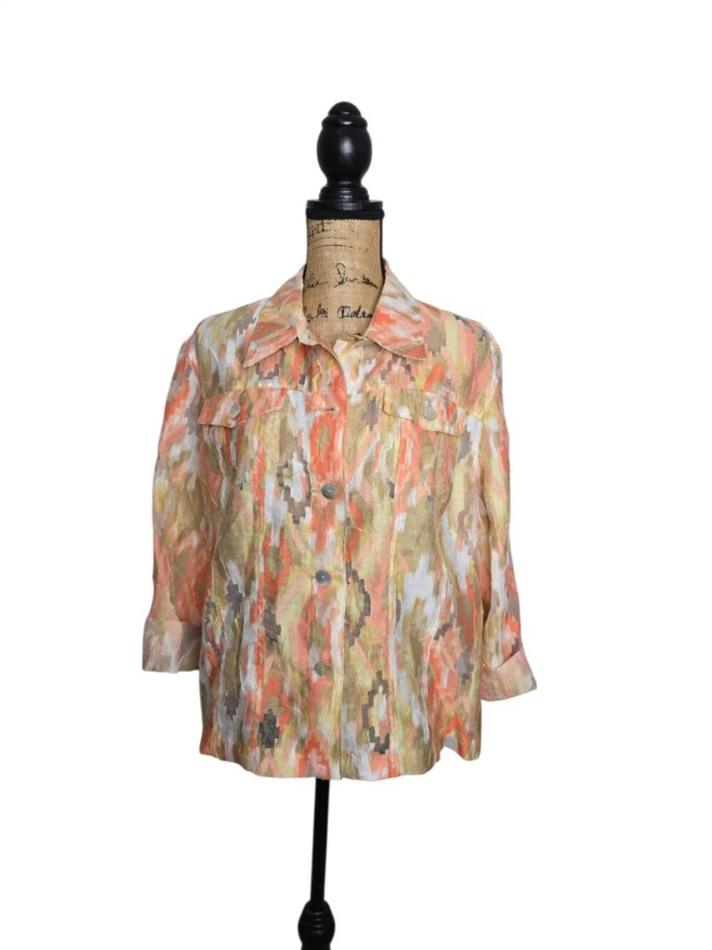 Ruby Rd Favorites Chic Multicolor Button Down Long Sleeve Jacket Size 16